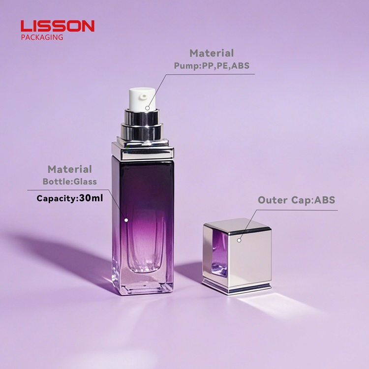 Luxury 30ml Square Glass Pump Bottle