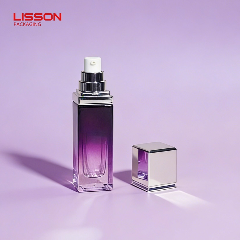 30ml Square Cosmetic Glass Pump Bottle