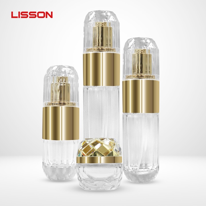 Luxury Glass Cosmetic Bottles with Gold Trim