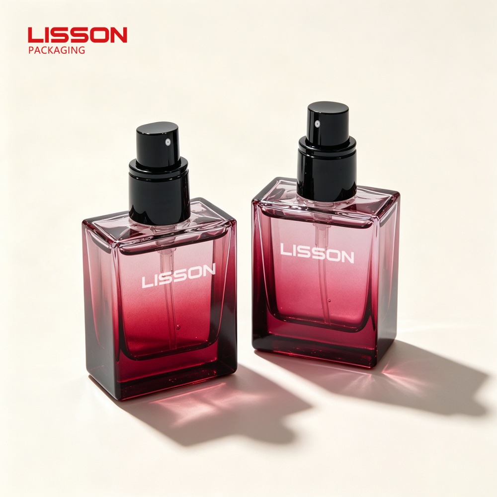 Flacon de parfum de luxe en verre dégradé plat et carré de 30 ml