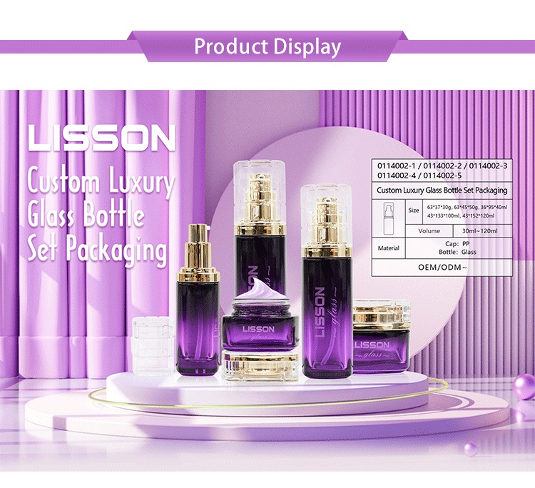 Wholesale Ombre Purple Glass Cosmetic Set Wholesale Ombre Purple Glass Cosmetic Set