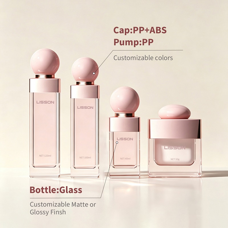 Square cosmetic glass bottle set Square cosmetic glass bottle set